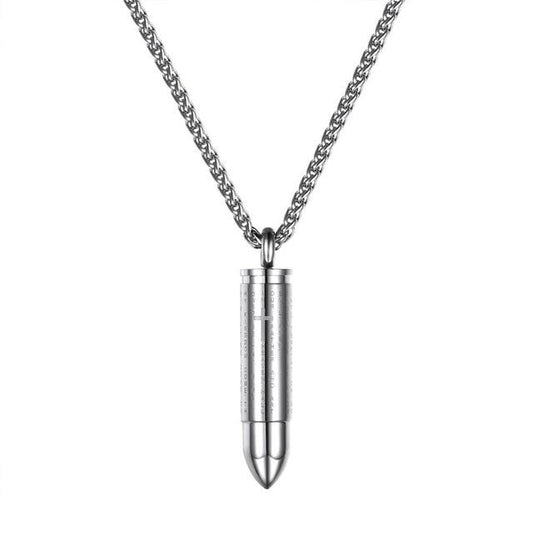 Stainless Steel Two-tone Bullet Pendant Necklace-Necklaces-Innovato Design-Silver-Innovato Design