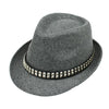 Vintage Wide Brim Wool Felt Fedora Trilby Hat with Metal-sequined Hatband