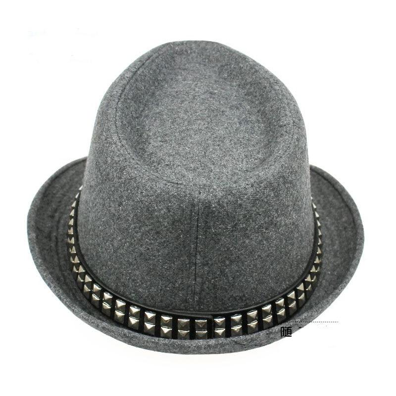 Vintage Wide Brim Wool Felt Fedora Trilby Hat with Metal-sequined Hatband-Hats-Innovato Design-Black-Innovato Design