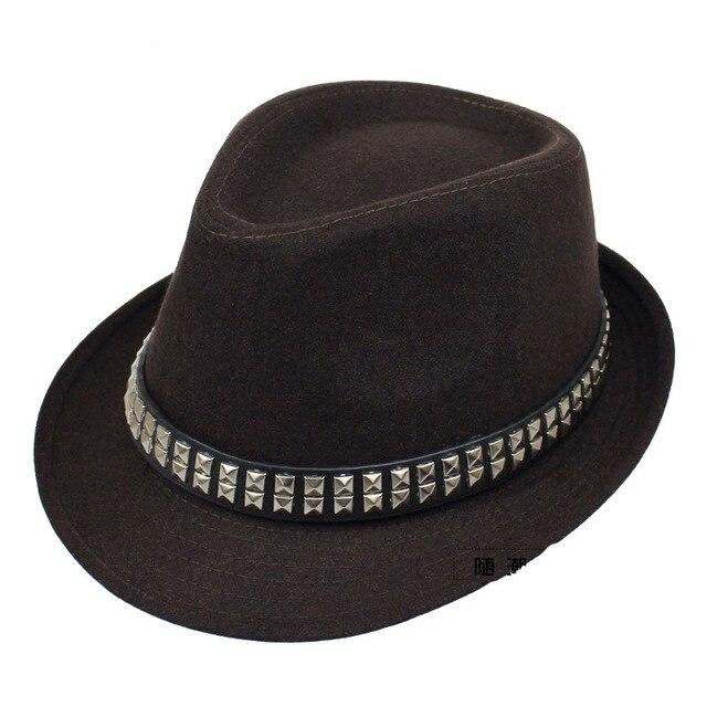 Vintage Wide Brim Wool Felt Fedora Trilby Hat with Metal-sequined Hatband-Hats-Innovato Design-Black-Innovato Design