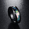 8mm Black Tungsten Carbide Ring with Abalone Insets - InnovatoDesign