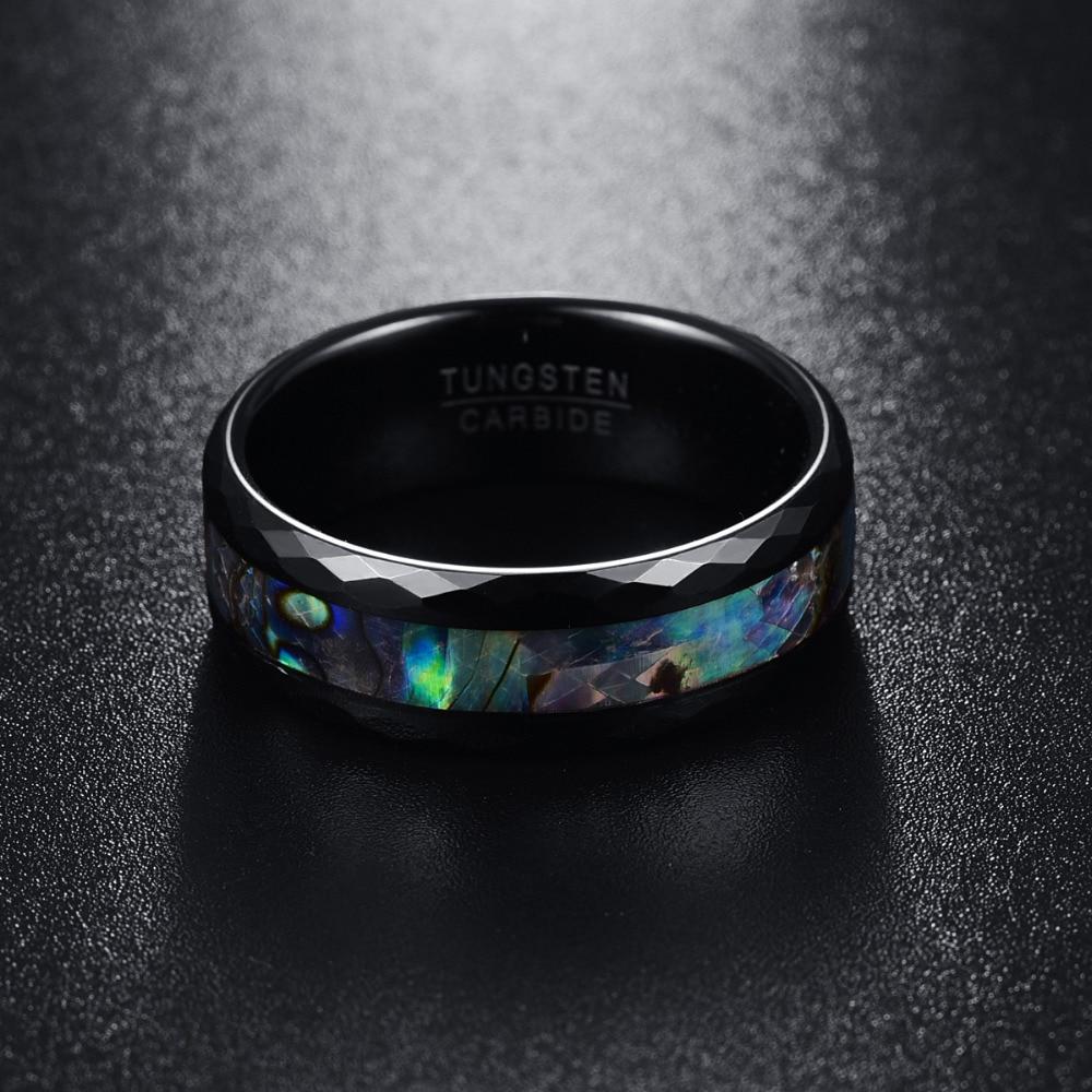 8mm Black Tungsten Carbide Ring with Abalone Insets-Rings-Innovato Design-5-Innovato Design