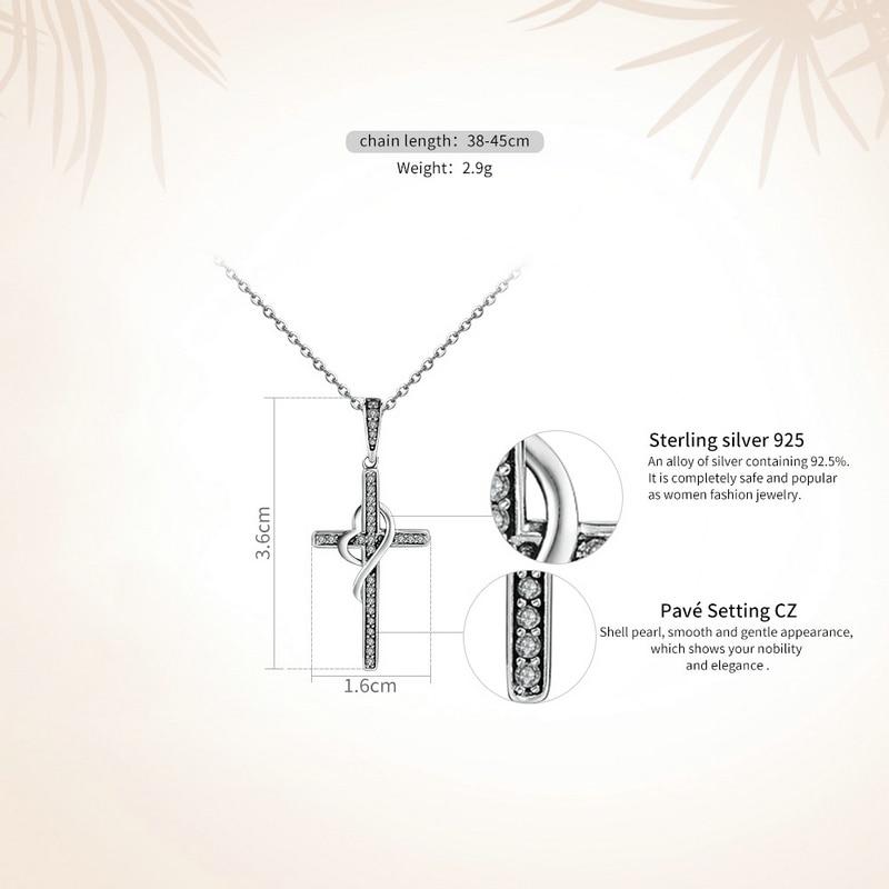 925 Sterling Silver Cubic Zirconia Cross Pendant Necklace-Necklaces-Innovato Design-Innovato Design