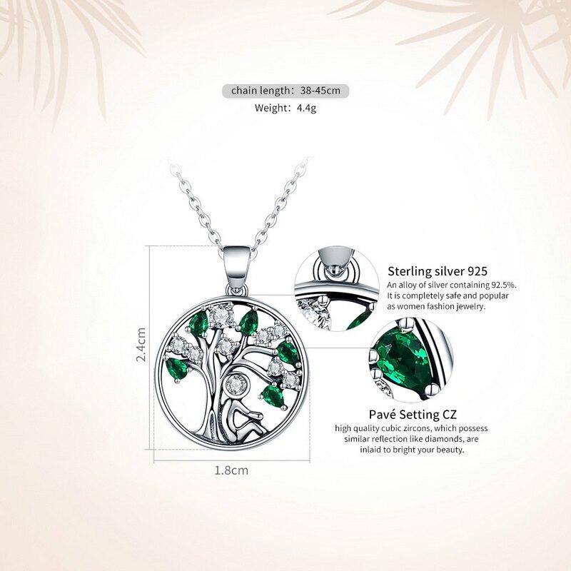 925 Sterling Silver Tree of Life with Clear and Green Zirconia Crystals-Necklaces-Innovato Design-Innovato Design