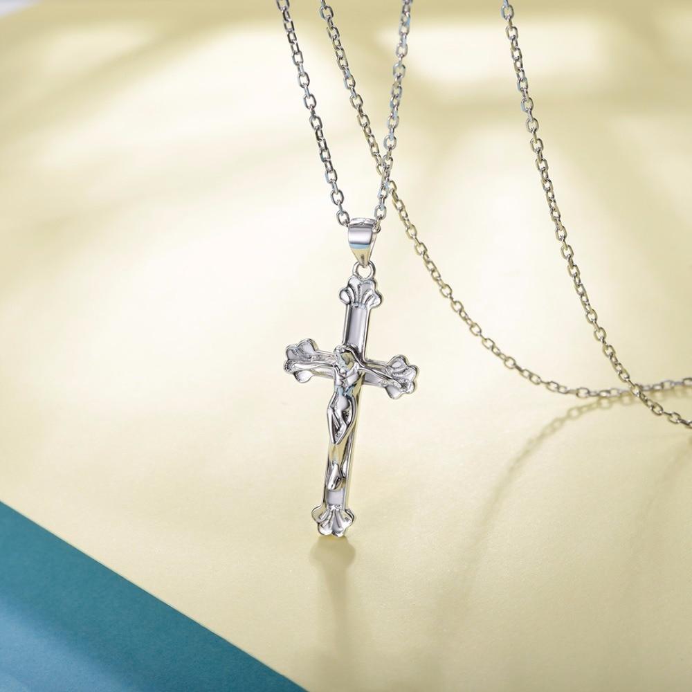 925 Sterling Silver Abstract Jesus Christ Catholic Cross Pendant Necklace-Necklaces-Innovato Design-Innovato Design