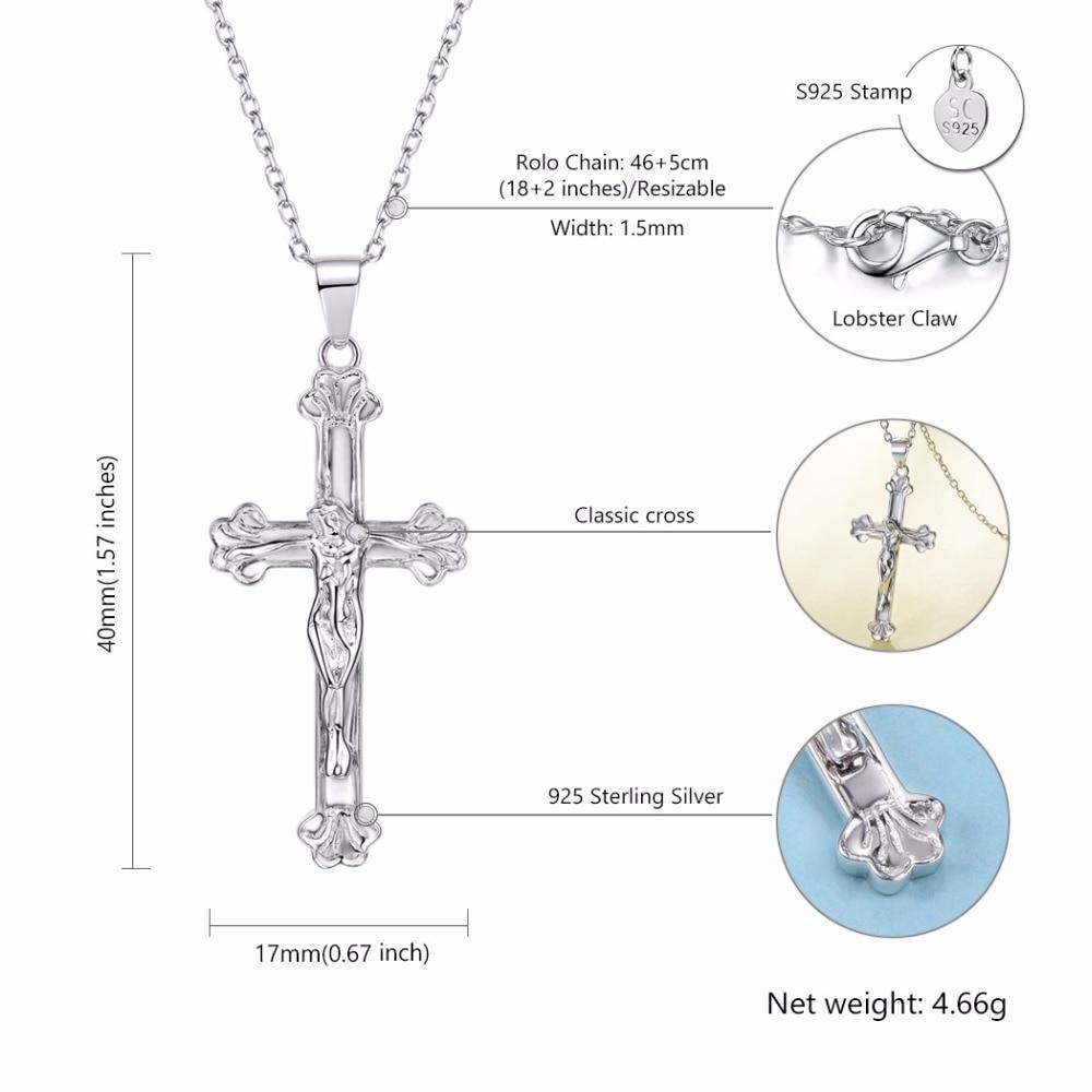 925 Sterling Silver Abstract Jesus Christ Catholic Cross Pendant Necklace-Necklaces-Innovato Design-Innovato Design