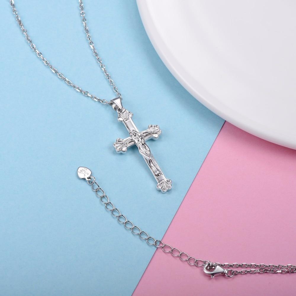 925 Sterling Silver Abstract Jesus Christ Catholic Cross Pendant Necklace-Necklaces-Innovato Design-Innovato Design