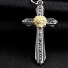 Gothic Two-tone Eye in Cross Pendant with Chain Necklace-Necklaces-Innovato Design-Innovato Design