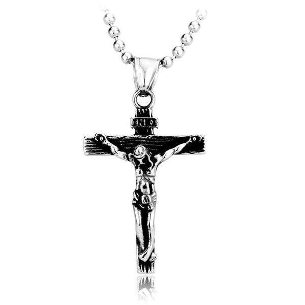 Jesus Christ on Crucifix Catholic Pendant with Ball Chain Necklace - InnovatoDesign