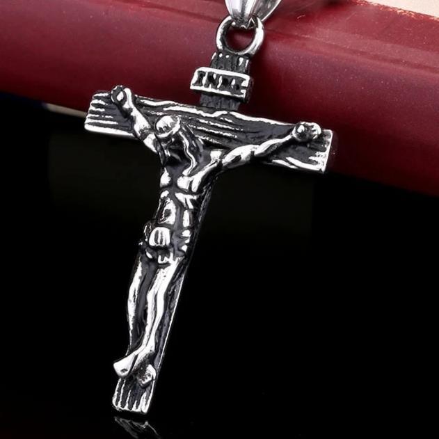 Jesus Christ on Crucifix Catholic Pendant with Ball Chain Necklace-Necklaces-Innovato Design-Innovato Design