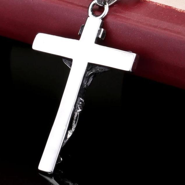 Jesus Christ on Crucifix Catholic Pendant with Ball Chain Necklace-Necklaces-Innovato Design-Innovato Design