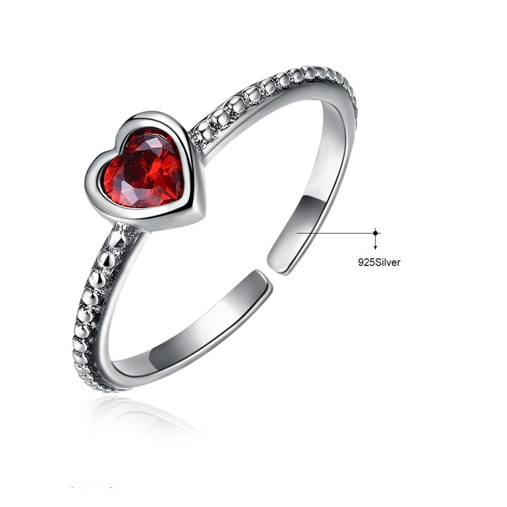 Red Cubic Zirconia Heart 925 Sterling Silver Vintage Style Punk Ring-Rings-Innovato Design-Innovato Design