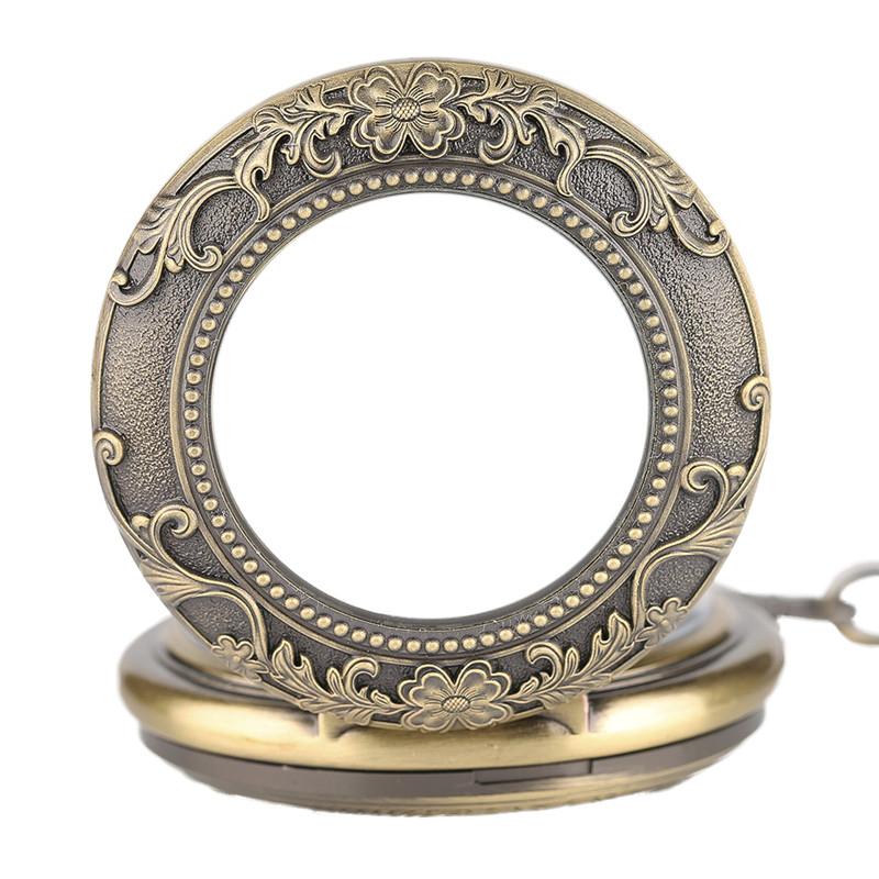 Vintage Bronze Pocket Watch with Floral Carving and Black Resin Interior Face Dial-Pocket Watch-Innovato Design-Innovato Design