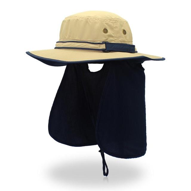 Wide Brim Waterproof Bucket Flap Hat with Rope-Hats-Innovato Design-Khaki Dark Blue-Innovato Design