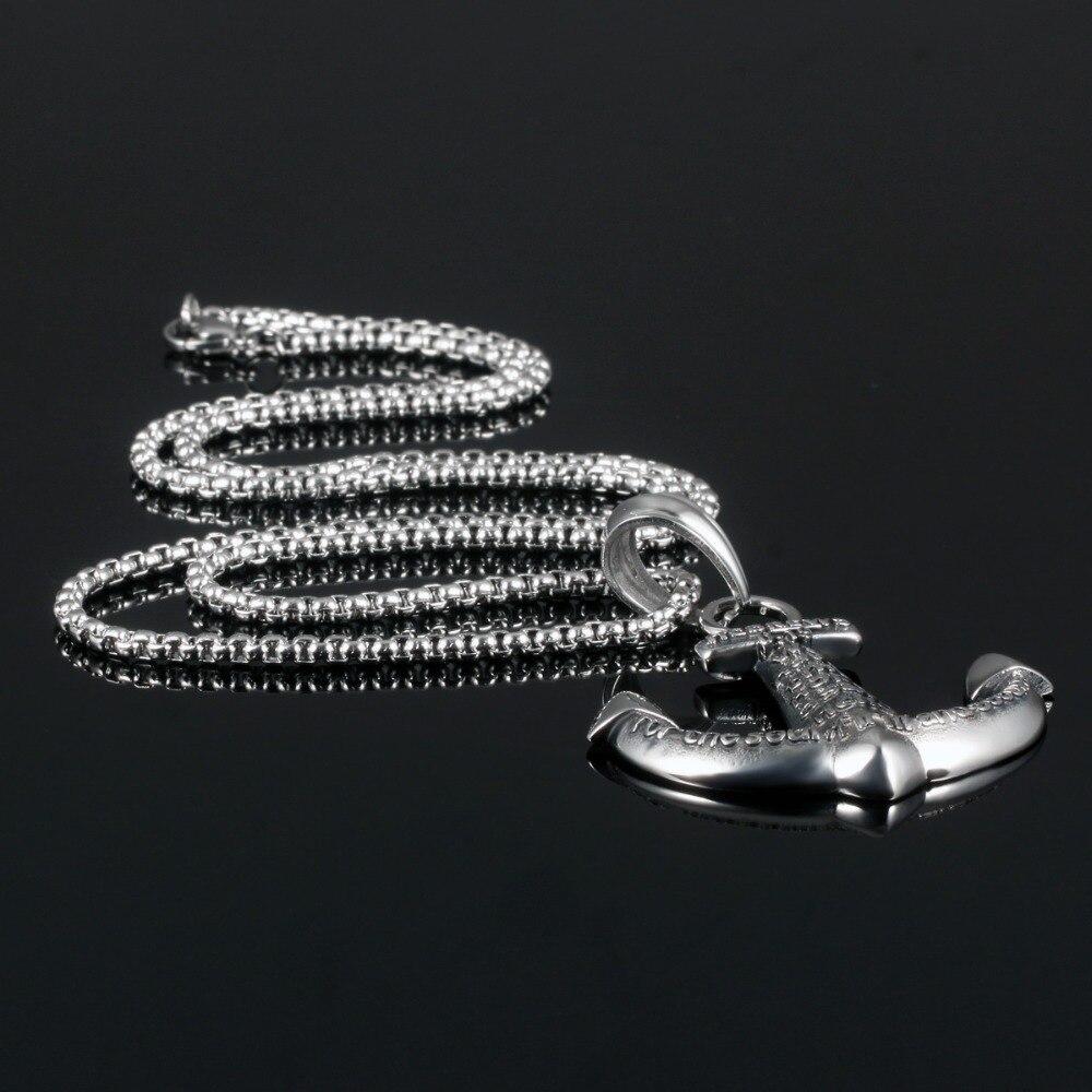 Silver Engraved Anchor Pendant and Chain Necklace-Necklaces-Innovato Design-Innovato Design