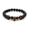 Lava Rock Stone Skull and Crown Beaded Bracelet-Skull Bracelet-Innovato Design-Tiger Eye Bronze-Innovato Design