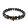Lava Rock Stone Skull and Crown Beaded Bracelet-Skull Bracelet-Innovato Design-Spectrolite Gold-Innovato Design