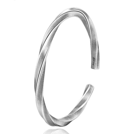 Twisted 925 Sterling Silver Vintage Punk Rock Open Cuff Bracelet-Bracelets-Innovato Design-Innovato Design