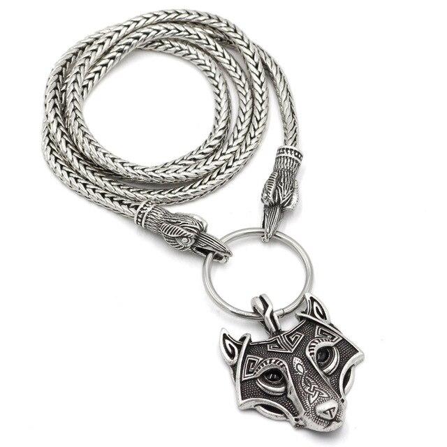 Odin's Raven with Thor's Hammer Pendant Chain Necklace-Necklaces-Innovato Design-Wolf-27.5-Innovato Design