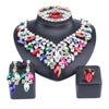 Crystal and Rhinestone Necklace, Bracelet, Earrings & Ring Wedding Statement Jewelry Set-Jewelry Sets-Innovato Design-Rainbow-Innovato Design