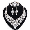 Crystal and Rhinestone Necklace, Bracelet, Earrings & Ring Wedding Statement Jewelry Set-Jewelry Sets-Innovato Design-White-Innovato Design