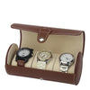 Brown Leather Watch and Jewelry Travel Case - InnovatoDesign