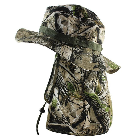 Camouflage UV Protection Boonie Bucket Flap Hat with Rope-Hats-Innovato Design-JG-Innovato Design