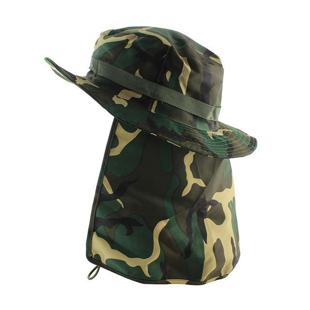 Camouflage UV Protection Boonie Bucket Flap Hat with Rope-Hats-Innovato Design-JG-Innovato Design