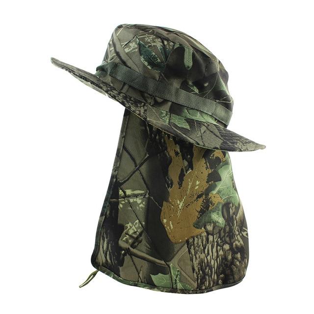 Camouflage UV Protection Boonie Bucket Flap Hat with Rope-Hats-Innovato Design-WL-Innovato Design