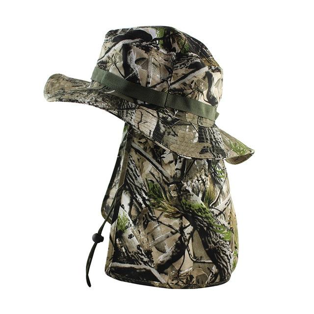 Camouflage UV Protection Boonie Bucket Flap Hat with Rope-Hats-Innovato Design-LF-Innovato Design