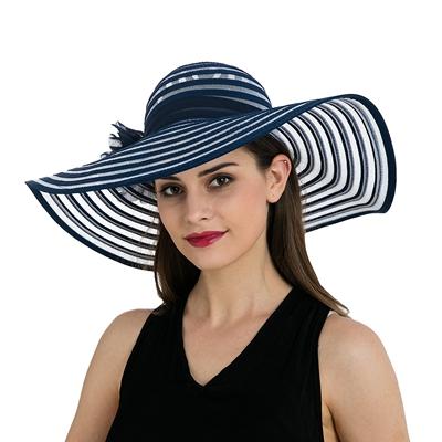 Floppy Wide Brim Striped Sun Hats-Hats-Innovato Design-Navy-Innovato Design