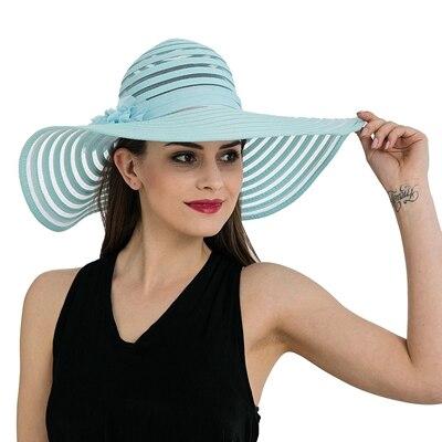 Floppy Wide Brim Striped Sun Hats-Hats-Innovato Design-Light Blue-Innovato Design