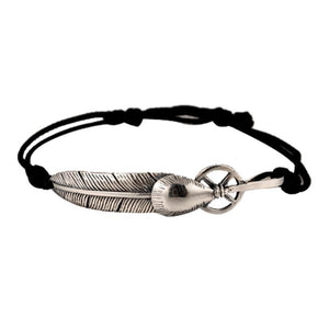 Feather 925 Sterling Silver Handmade Vintage Punk Rock Bracelet-Bracelets-Innovato Design-Red-Innovato Design