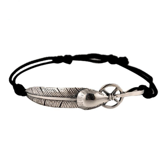 Feather 925 Sterling Silver Handmade Vintage Punk Rock Bracelet-Bracelets-Innovato Design-Red-Innovato Design