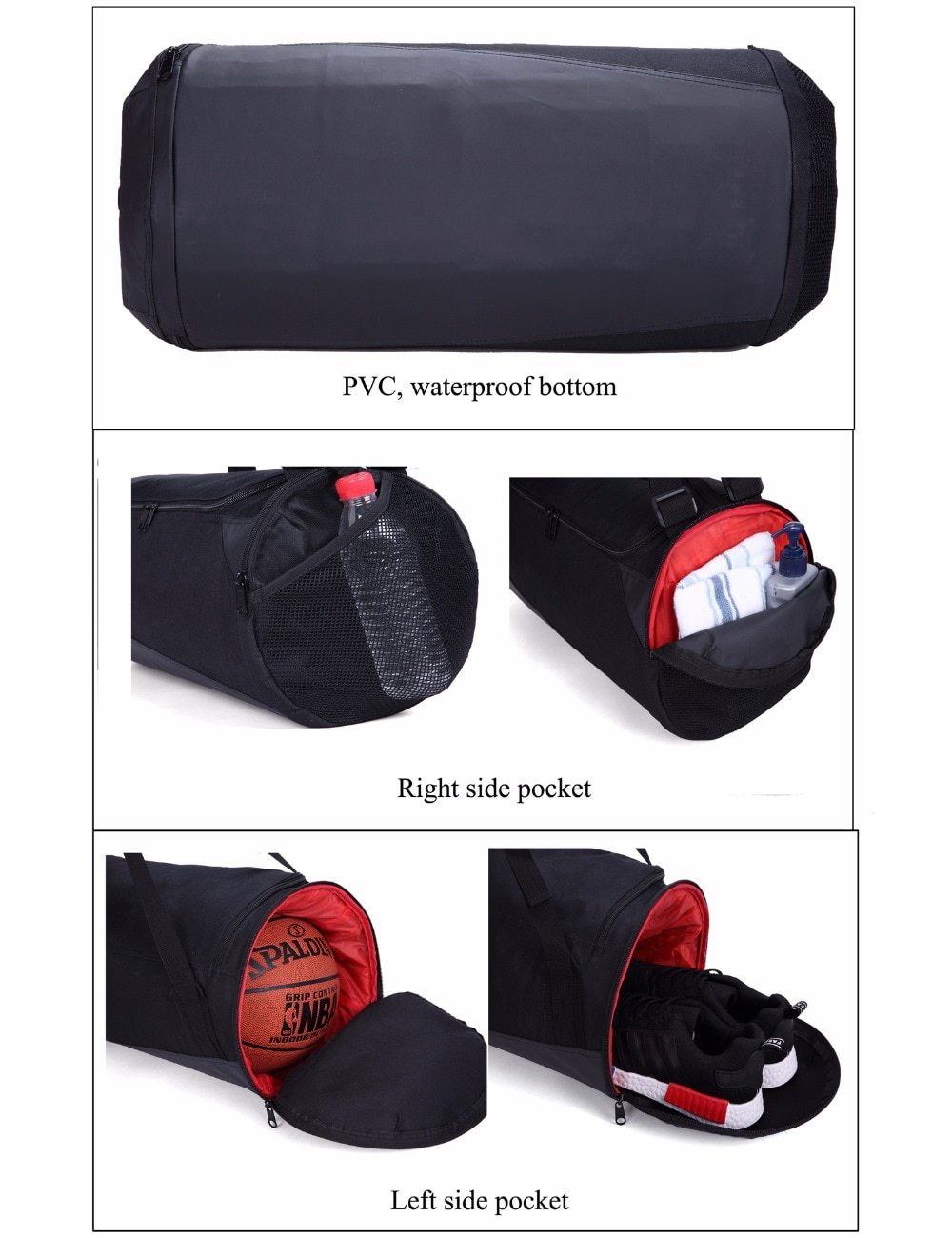 2 in 1 Black 36 to 55 Litre Backpack with Shoe Compartment-Sport Backpacks-Innovato Design-Innovato Design