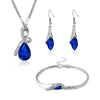 Water Drop Crystal Necklace, Bracelet & Earrings Wedding Jewelry Set-Jewelry Sets-Innovato Design-Blue-Innovato Design