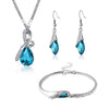 Water Drop Crystal Necklace, Bracelet & Earrings Wedding Jewelry Set-Jewelry Sets-Innovato Design-Blue-Innovato Design