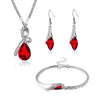 Water Drop Crystal Necklace, Bracelet & Earrings Wedding Jewelry Set-Jewelry Sets-Innovato Design-Red-Innovato Design