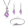 Water Drop Crystal Necklace, Bracelet & Earrings Wedding Jewelry Set-Jewelry Sets-Innovato Design-Pink-Innovato Design