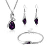 Water Drop Crystal Necklace, Bracelet & Earrings Wedding Jewelry Set-Jewelry Sets-Innovato Design-Purple-Innovato Design