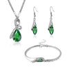 Water Drop Crystal Necklace, Bracelet & Earrings Wedding Jewelry Set-Jewelry Sets-Innovato Design-Green-Innovato Design