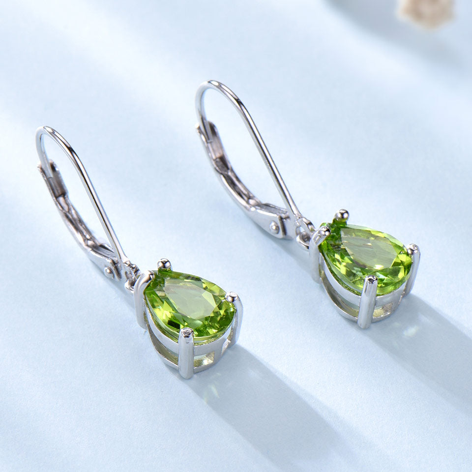 Natural Peridot Gemstone 925 Sterling Silver Stud Earrings-Earrings-Innovato Design-Innovato Design