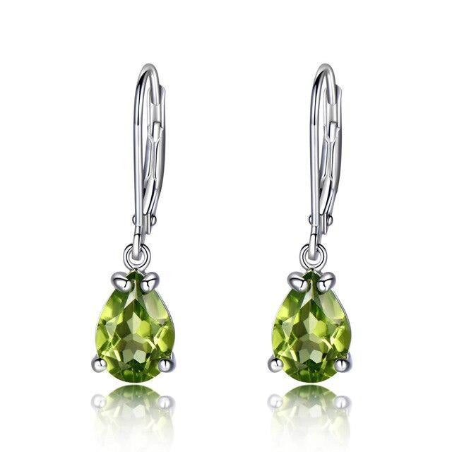Natural Peridot Gemstone 925 Sterling Silver Stud Earrings-Earrings-Innovato Design-Innovato Design