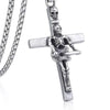 Stainless Steel Cross Pendant with Skeleton Playing Guitar Necklace - InnovatoDesign