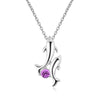 Gemstone and Dolphin and Baby Pendant with Silver Chain Necklace-Necklaces-Innovato Design-Purple-18