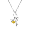 Gemstone and Dolphin and Baby Pendant with Silver Chain Necklace-Necklaces-Innovato Design-Yellow-18