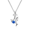Gemstone and Dolphin and Baby Pendant with Silver Chain Necklace-Necklaces-Innovato Design-Light Blue-18
