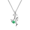 Gemstone and Dolphin and Baby Pendant with Silver Chain Necklace-Necklaces-Innovato Design-Green-18