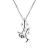 Gemstone and Dolphin and Baby Pendant with Silver Chain Necklace-Necklaces-Innovato Design-White-18
