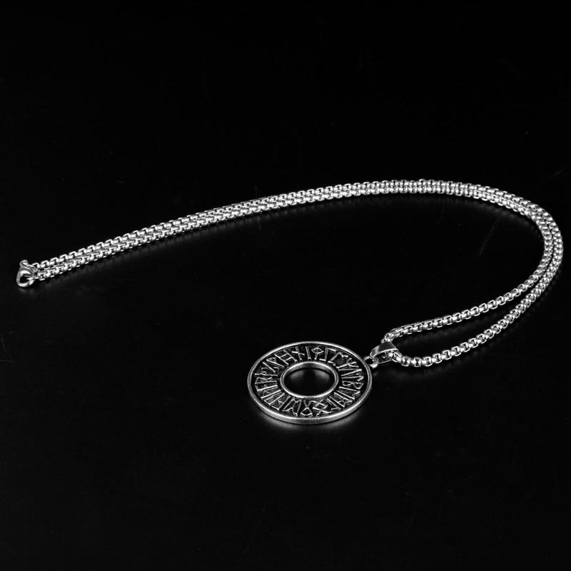 Hollow Circular Silver Rune Pendant with Odin's Symbol-Necklaces-Innovato Design-Innovato Design